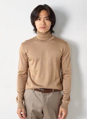 Pull col roulé stretch manches longues marron SCOTCH & SODA homme
