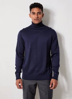 Pull col roulé stretch manches longues bleu SCOTCH & SODA homme