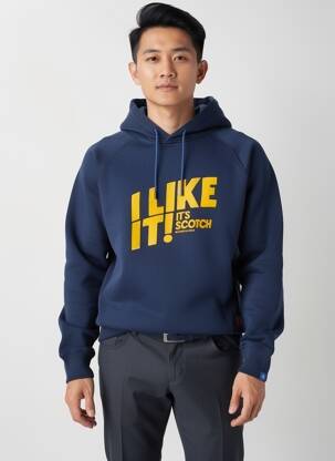Sweat-shirt à capuche tissage jersey manches longues bleu SCOTCH & SODA homme