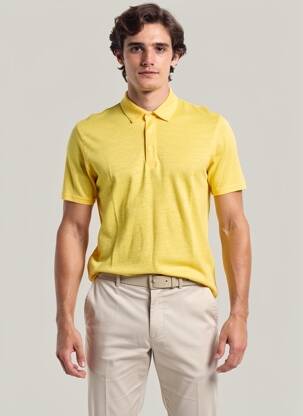 Polo tissage chiné manches courtes jaune KNOWLEDGE COTTON APPAREL homme