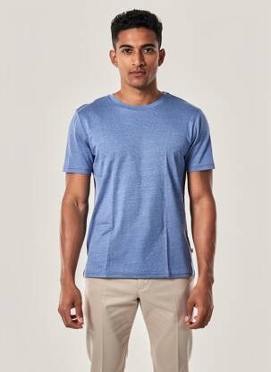 T-shirt bio manches courtes bleu KNOWLEDGE COTTON APPAREL homme