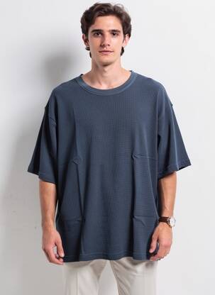 T-shirt bio manches courtes bleu KNOWLEDGE COTTON APPAREL homme