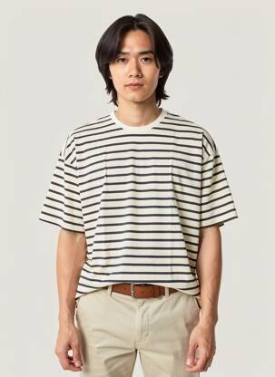 T-shirt bio manches courtes beige KNOWLEDGE COTTON APPAREL homme