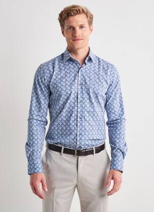 Chemise manches longues imprimé fantaisie bleu DARIO BELTRAN homme