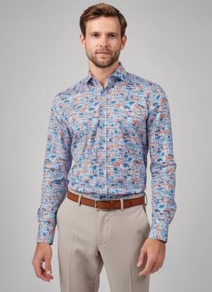 Chemise manches longues imprimé fantaisie bleu A FISH NAMED FRED homme
