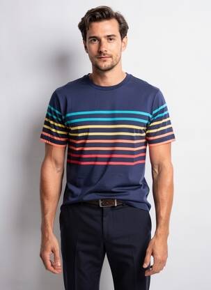T-shirt coupe cintrée manches courtes bleu ARMOR LUX homme