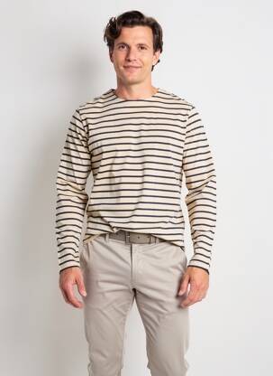 T-shirt coupe cintrée manches longues beige ARMOR LUX homme