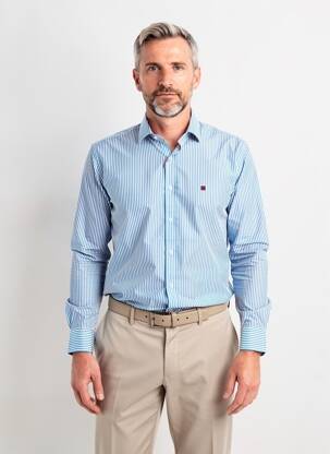 Chemise manches longues coupe cintrée bleu LION OF PORCHES homme