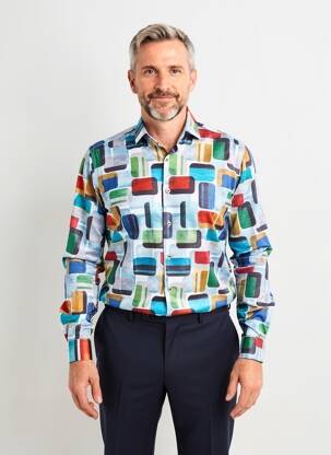 Chemise manches longues imprimé fantaisie bleu DARIO BELTRAN homme