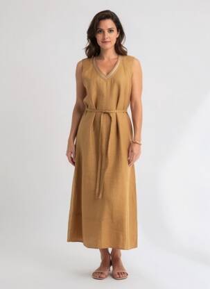 Robe longue sans manche sans manche marron DIANE LAURY femme