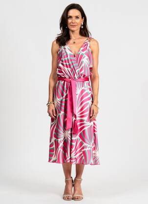 Robe mi-longue sans manche sans manche rose ESTEL COLLECTION femme