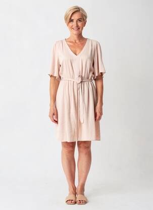 Robe courte coupe fluide manches courtes rose JULIE GUERLANDE femme