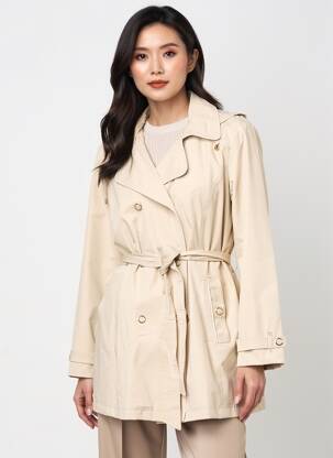 Trench tissage popeline a capuche beige JULIE GUERLANDE femme