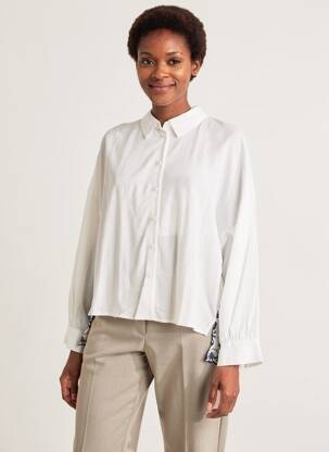 Chemisier tissage popeline manches longues blanc SURKANA femme