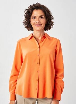 Chemisier tissage crêpe manches longues orange ANDAM femme