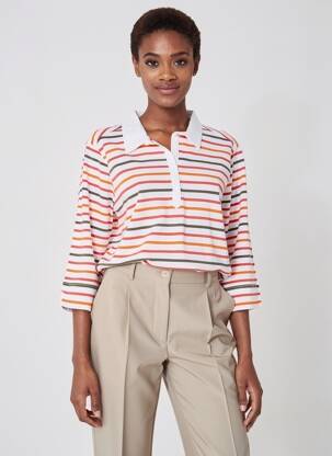 Polo imprimé rayures manches 3/4 orange ARMOR LUX femme