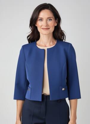 Veste chic tissage crêpe bleu ESTEL COLLECTION femme