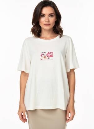 T-shirt coupe droite manches courtes beige TRAMONTANA femme