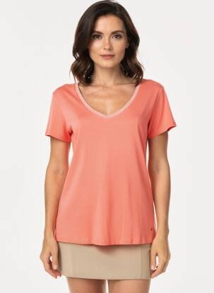 T-shirt col v manches courtes rose C'EST BEAU LA VIE femme