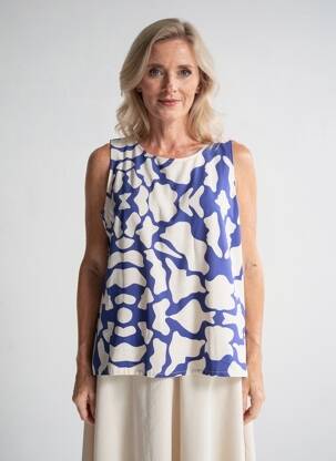 Top imprimé fantaisie sans manche bleu ESTEL COLLECTION femme