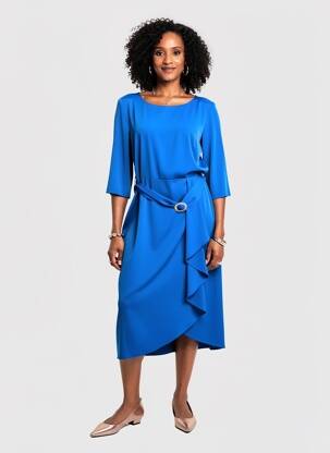 Robe mi-longue manches 3/4 manches 3/4 bleu BARILOCHE femme