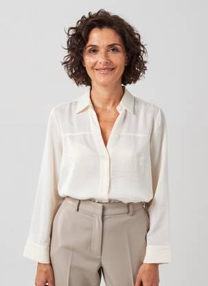 Chemisier coupe fluide manches longues beige ANDAM femme