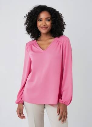 Blouse manches longues manches longues rose SIGNE NATURE femme