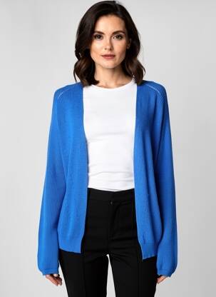Gilet manches longues resserrée sur le bas bleu SIGNE NATURE femme