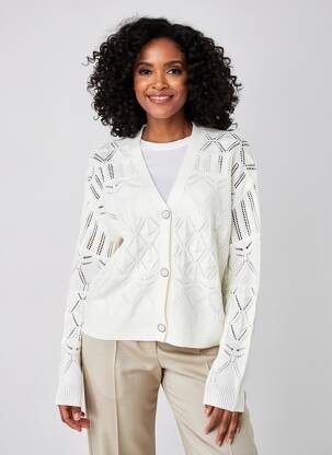 Gilet manches longues resserrée sur le bas blanc TRAMONTANA femme