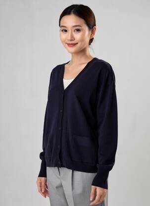 Gilet manches longues resserrée sur le bas bleu DIANE LAURY femme