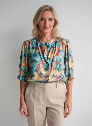 Chemisier coupe droite manches 3/4 bleu ANDAM femme