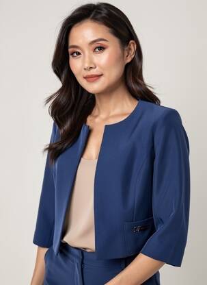 Veste chic tissage crêpe bleu ESTEL COLLECTION femme