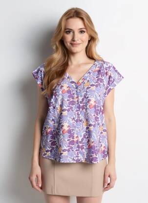 Chemisier manches courtes manches courtes violet C'EST BEAU LA VIE femme