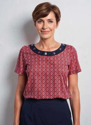 Top stretch manches courtes rouge GEVANA femme