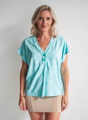 T-shirt imprimé fantaisie manches courtes bleu MARBLE femme