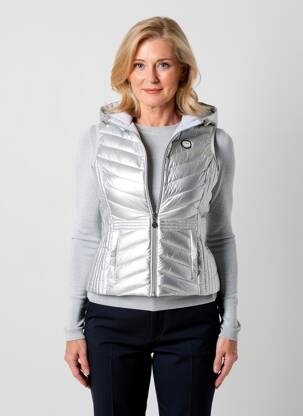 Doudoune poches a capuche argent JULIE GUERLANDE femme