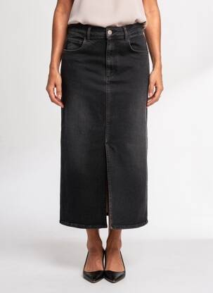 Jupe longue coupe droite noir SIGNE NATURE femme