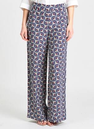 Pantalon large tissage popeline taille normale bleu LION OF PORCHES femme