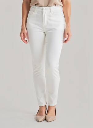 Pantalon slim tissage popeline taille normale blanc MOLLY BRACKEN femme
