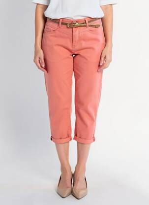 Pantalon 7/8 tissage popeline taille normale orange C'EST BEAU LA VIE femme