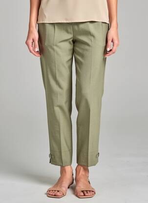 Pantacourt coupe droite taille normale vert GEVANA femme