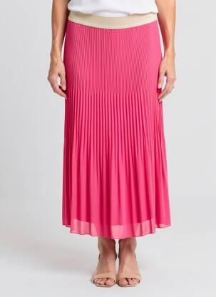 Jupe mi-longue coupe droite rose SIGNE NATURE femme