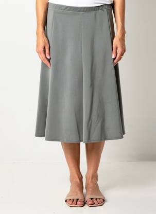 Jupe mi-longue stretch vert GEVANA femme