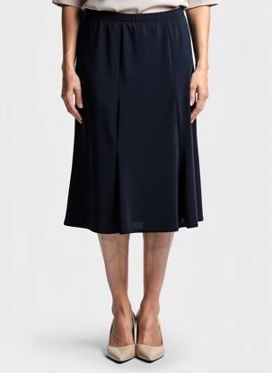 Jupe mi-longue stretch bleu GEVANA femme