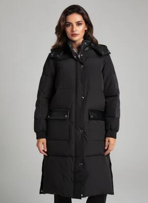 Doudoune manches longues a capuche noir KAPORAL femme