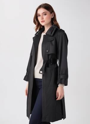 Trench tissage popeline sans capuche noir ZHRILL femme