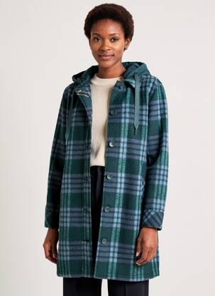 Manteau long a capuche a capuche vert CECIL femme