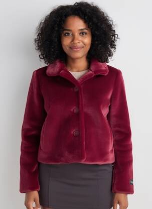 Manteau court poches sans capuche rouge RINO & PELLE femme