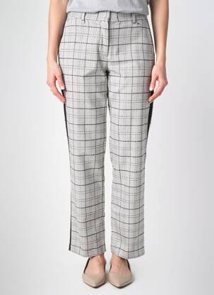 Pantalon droit fermeture zippée sous rabat boutonné taille normale gris ANDAM femme