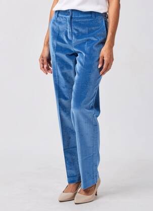Pantalon droit fermeture zippée sous rabat boutonné taille normale bleu BARILOCHE femme